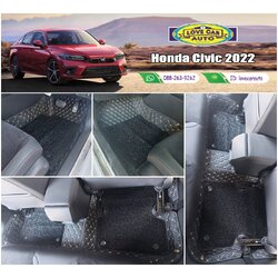 พรมรถยนต์ 7D สีดำด้ายครีม+ไวนิลสีดำ Honda Civic 2022