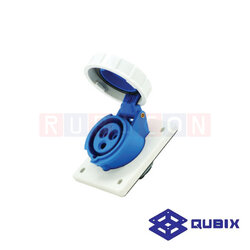 QUBIX AJ-3132 ปลั๊กพาวเวอร์ตัวเมียฝังหน้าเฉียงกันน้ำ 3 ขา 2P+E 16A 220-240V 6H IP67