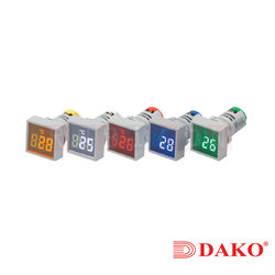 "DAKO" AD22-22TMRS-G ไพล็อตแลมป์ มิเตอร์วัดอุณหภูมิห้อง แบบเหลี่ยม 22 มม. สีเขียว (GREEN) (ROOM TEMPERATURE INDICATOR)