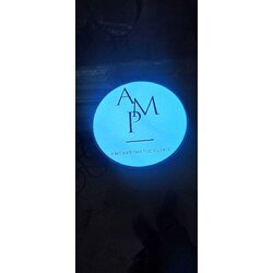 ป้ายตู้ไฟวงกลม ป้ายกล่องไฟวงกลม ป้ายหน้าร้าน AMP AESYHETIC CLINIC