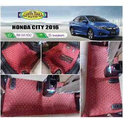 พรมรถยนต์ 6D สีแดงไวน์ Honda City 2016