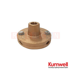 KUMWELL LROS 58 ฐานหัวล่อฟ้าทองแดงแบบกลม (Round Saddle) Thread Size 5/8", Cable Size 50-70 mm