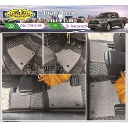 พรมรถยนต์ 7D Toyota RevoCab สีดำด้ายทอง +ไวนิลเทา