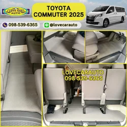 พรมรถตู้ Toyota Commuter 2025 กระดุมเล็ก pvc สีเทา