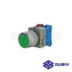 QUBIX SA2-FM11 สวิตซ์กดหัวเรียบกดเด้งกลับ CONTACT 1NO+1NC (CONTROL SWITCHES : Ø22/25MM.)