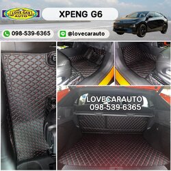 พรมปูพื้นรถยนต์6D Xpeng g6 สีดำด้ายแดง