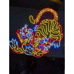 ป้ายไฟนีออนเฟล็กซ์แอลอีดี ป้ายนีออนเส้นแอลอีดี งานรูปเสือสองหัว