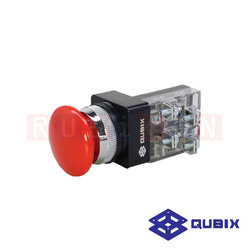 QUBIX CBM-301R สวิตช์กดดอกเห็ด Ø30 mm. สีแดง (RED) CONTACT 1NO+1NC (CONTROL SWITCHES : Ø30 mm.)