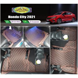 พรมรถยนต์ 6D สีกาแฟ Honda City 2021