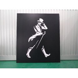 ป้ายงานพิมพ์ลงบนแผ่นอะคริลิคสีดำ พิมพ์หมึกขาว งานJohnnie walker