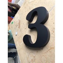 ป้ายอักษรโลหะซิ้งค์ทำสีดำ เลข3