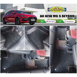 พรมรถยนต์ 7D สีดำด้ายแดง + ไวนิลสีดำ Mg 5
