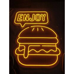 ป้ายไฟนีออนเฟล็กซ์ “ENJOY เบอร์เกอร์” ดีไซน์สายกินที่สะดุดตา น่ารัก และถ่ายรูปขึ้นทุกมุม