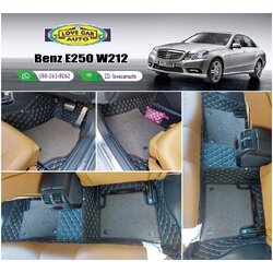 พรมรถยนต์ 7D สีดำด้ายครีม + ไวนิลสีน้ำตาล Benz E250 W212