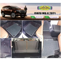 พรมรถยนต์ 7D สีดำด้ายแดง + ไวนิลสีเทา Isuzu MU-X 2021