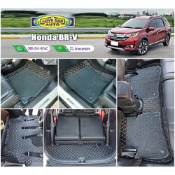 พรมรถยนต์ 7D สีดำด้ายทอง + ไวนิลสีเทา Honda BR-V
