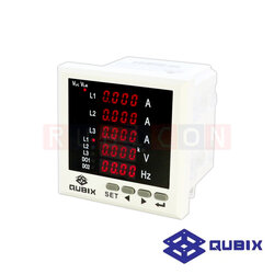QUBIX HL-S96-5 3AVHz-5 พาเนลมิเตอร์แบบดิจิตอล ดิจิตอลแอมป์มิเตอร์ 3 เฟส (DIGITAL PANEL METER HL SERIES 96X96MM. (V-A-Hz)