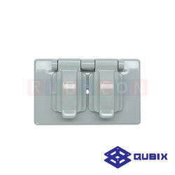 QUBIX F1962 ฝาคู่กันน้ำ พลาสติก สำหรับสวิตช์/เต้ารับไฟฟ้า R270U, R826, S7118 (SILICONE RUBBER FIBERGLASS WIRE)