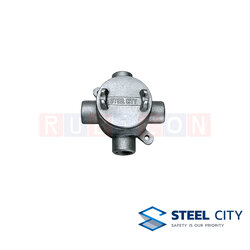 STEEL CITY บ๊อกซ์กลมเหล็กหล่ออาบสังกะสี พร้อมฝา 4 ทาง (HOT DIP GALVANIZED JUNCTION BOXES WITH COVERS)