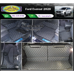 พรมรถยนต์ 6D สีดำด้ายฟ้า Ford Everest 2020