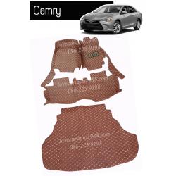 พรม 6D Toyota Camry สีน้ำตาลเข้ม+แผ่นท้าย
