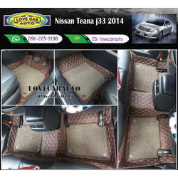 พรมรถยนต์ 7D สีกาแฟ + ไวนิลสีน้ำตาล Nissan Teana j33 2014