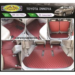 พรมปูพื้นรถยนต์ 6D Toyota Innova สีแดงไวน์ เข้ารูป เต็มคัน