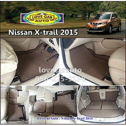 ผ้ายางปูพื้นรถลายกระดุม สีน้ำตาล Nissan x trail 2015