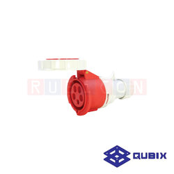 QUBIX AJ-2252 ปลั๊กพาวเวอร์ตัวเมียกลางทางกันน้ำ 5 ขา 3P+N+E 32A 220-415V 6H IP67