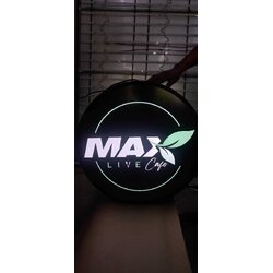 ป้ายตู้ไฟวงกลม ป้ายกล่องไฟวงกลม ป้ายหน้าร้าน MAX LIVE CAFE