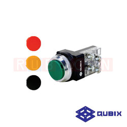 QUBIX CBF-301R/G/BK สวิตช์กดหัวเรียบ Ø30 mm. สีแดง/เขียว/ดำ (RED/GREEN/BLACK) CONTACT 1NO+1NC (CONTROL SWITCHES : Ø30 mm.)