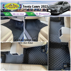 พรมปูพื้นรถยนต์ พรม6D Toyota Camry 2022 Hybird สีดำด้ายทอง