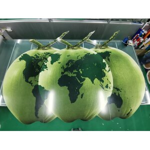 ป้ายงานพิมพ์ลงบนแผ่น ไดคัทมะพร้าว งานKFRESH