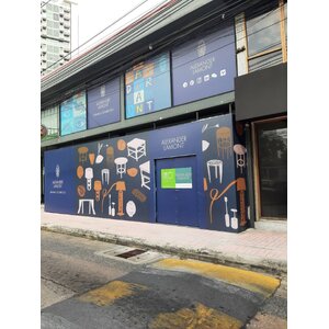 ป้ายไวนิลขึงโครงเหล็ก งานก่อสร้าง