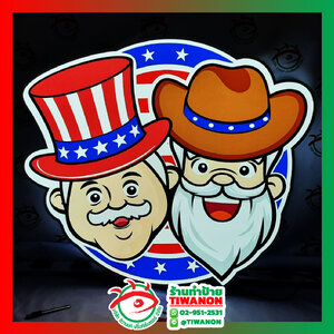 ป้ายไฟหน้าร้าน ป้ายไฟบอกตำแหน่งร้าน ตู้ไฟโลโก้ซิงค์ไดคัท "cartoon"