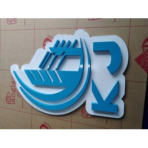 ป้ายอักษรโลหะพ่นสีโลโก้ KJ