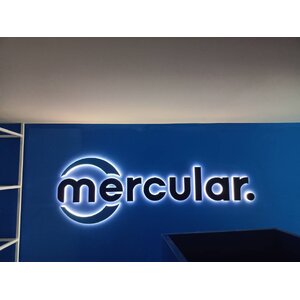 ป้ายตัวอักษรโลหะ ซิ้งค์พ่นสีหน้าตันไฟออกหลัง งานMercular