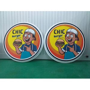 รับทำป้ายร้านอาหาร ป้ายอะคริลิค ป้ายร้านเบอร์เกอร์ งานร้านเบอร์เกอร์ CHIC BURGER