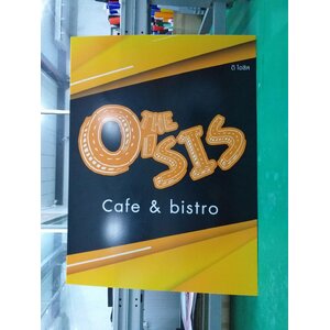 งานพิมพ์ลงบนแผ่นอคริลิค งานTHE O'SIS CAFE & BISTRO