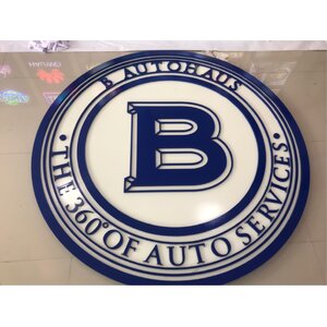 ป้ายโลโก้พลาสวูกพ่นสีแบบงานละเอียดดีเทลเยอะ งานB AUTOHAUS THE 360 OF AUTO SERVICES