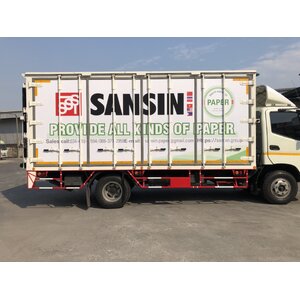 งานป้ายสติกเกอร์ติดรถคอนเทนเนอร์ งานสติกเกอร์ติดรถรอบคัน งานติดรถคอนเทนเนอร์ของ SANSIN PROVIDE ALL KINDS OF PAPER