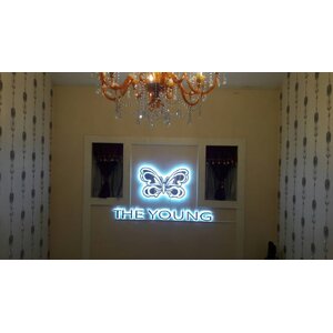 ป้ายไฟLEDสแตนเลสไฟออกหลัง งานthe young
