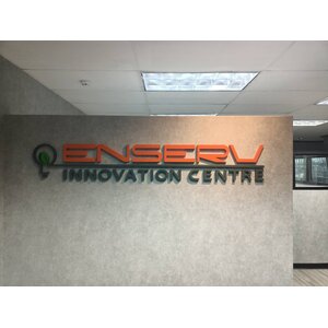 งานอักษรโลหะซิ้งค์พ่นสี งานENSERV INNOVATION CENTER