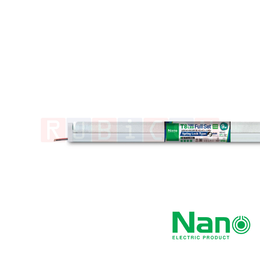 NL-T8-TL-18WDL ชุดเซ็ตหลอด LED T8 พร้อมราง-ขาสปริง 18 วัตต์ (แสงขาว) ยาว 1220mm. NANO