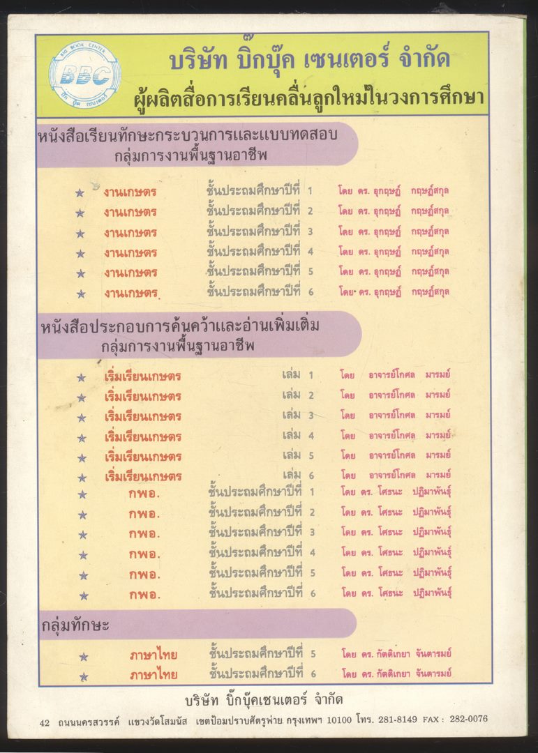 หนังสือประกอบการค้นคว้าและอ่านเพิ่มเติม กลุ่มการงานพื้นฐานอาชีพ ก พ อ ๔