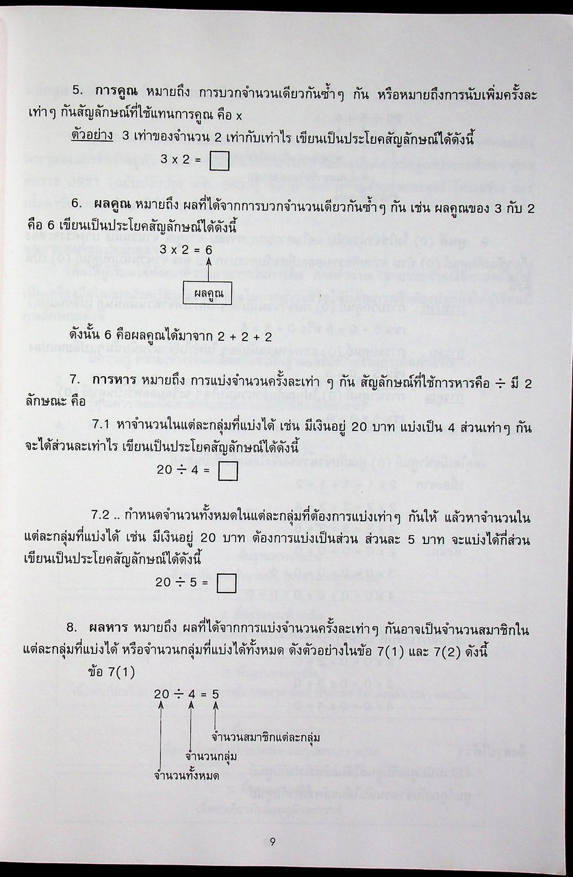 เอกสารเสริมความรู้ กลุ่มทักษะคณิตศาสตร์ โครงการอบรมครูผู้สอนคณิตศาสตร์ ชั้นประถมศึกษาปีที่ 1