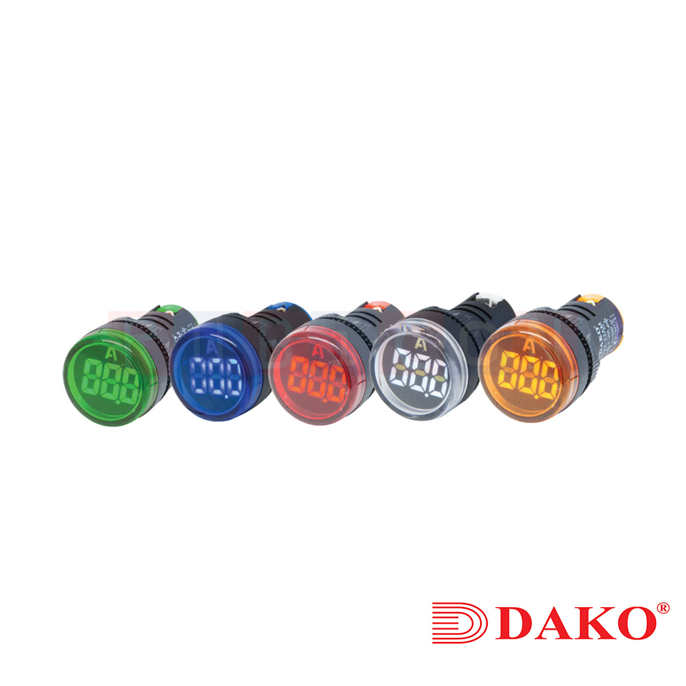 "DAKO" AD22-22AM-W ไพล็อตแล้มป์ มิตอร์วัดแอมป์ 22 มม. สีขาว (WHITE) (HZ INDICATOR)