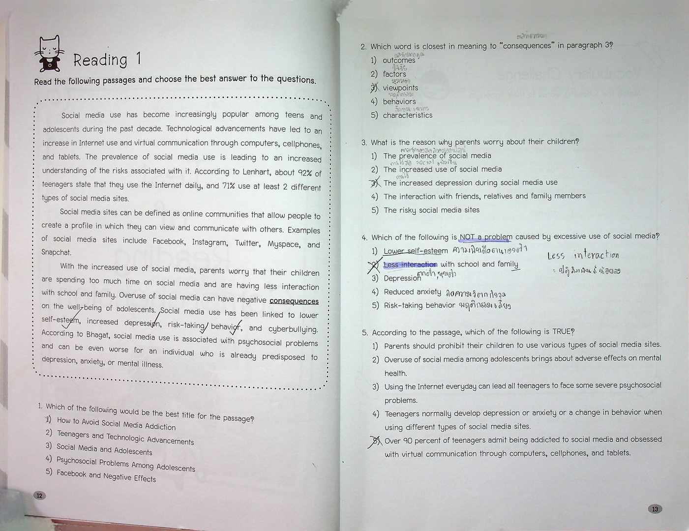 จับตาย วายร้าย READING Comprehension & Cloze Passages