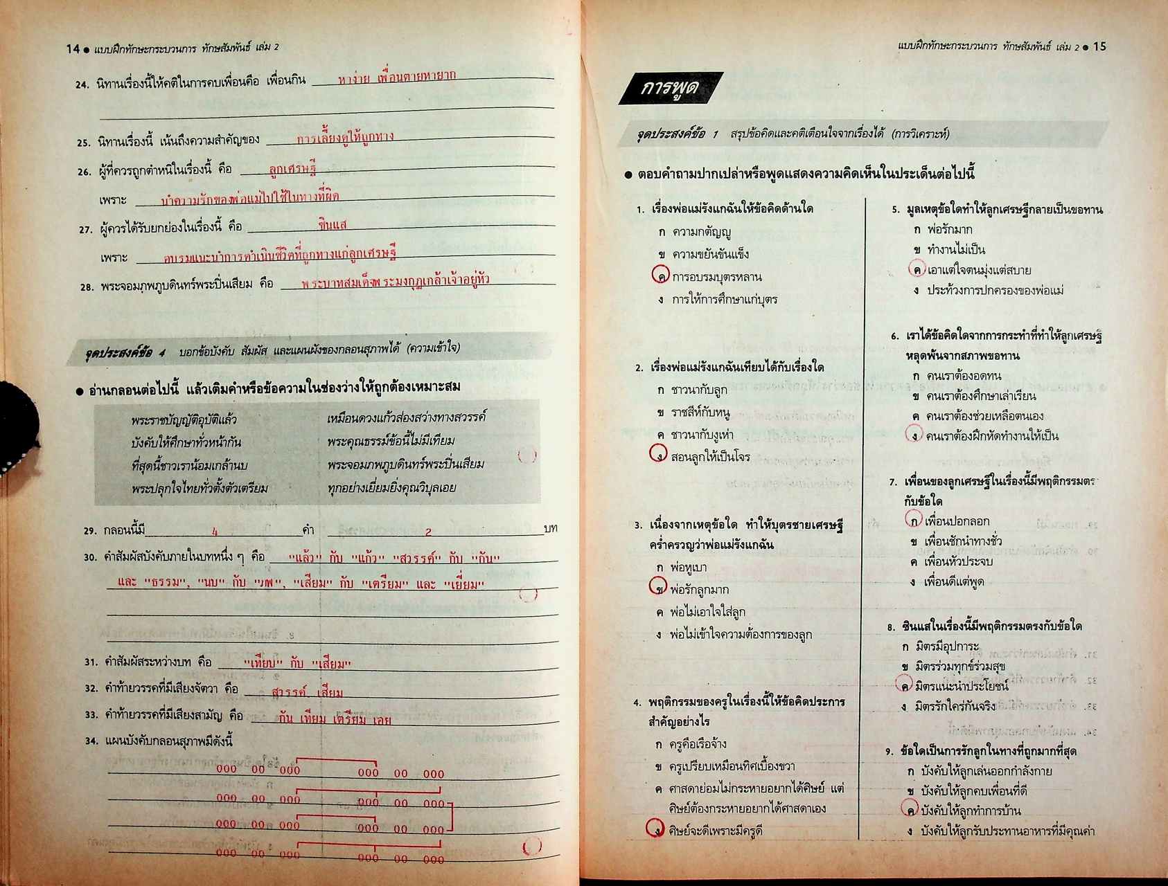คู่มือครู-เฉลย แบบฝึกทักษะกระบวนการ ทักษสัมพันธ์ เล่ม ๒ ชั้นมัธยมศึกษาปีที่ ๒
