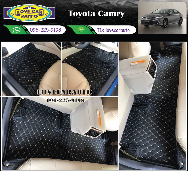 พรมรถยนต์ 6D สีดำด้ายทอง Toyota Camry 2021